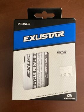 Blue and White Bicycle Pedals - EXUSTAR